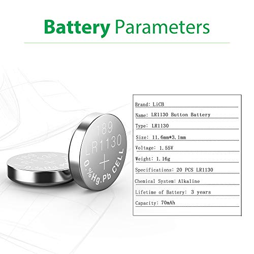 Buy now LiCB 20 Pack LR1130 AG10 Battery 1.5V Long-Lasting Alkaline Button Cell Batteries at indiglob india