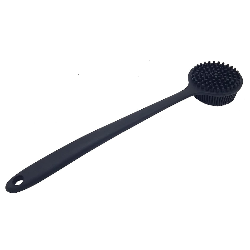 Buy now DNC Back Scrubber for Shower Soft Silicone Bath Body Brush with Long Handle (Black) at indiglob india