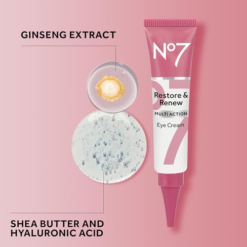 Buy now No7 Restore & Renew Multi Action Eye Cream - Skin Renewing Under Eye Cream for Puffiness & Dark Circles - Moisturizing Formula for Wrinkles (15ml) at indiglob india