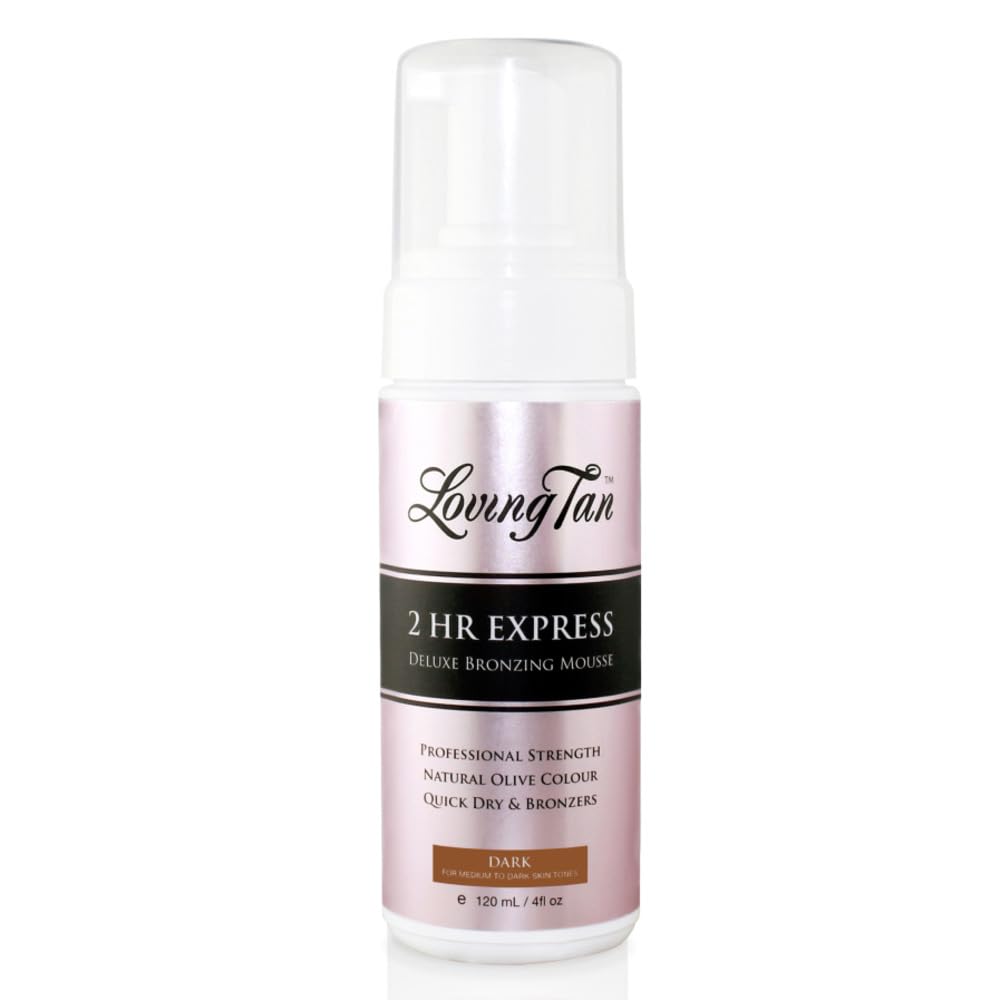 Buy now Loving Tan 2 HR Express Self Tanning Mousse, Dark - Streak Free, Natural, Professional Quality - 5+ Sunless Self Tanner Applications per Bottle, Cruelty Free, Naturally Derived DHA - 4 FL Oz 4 Fl Oz (Pack of 1) at indiglob india