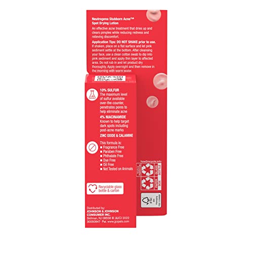 Buy now Neutrogena Stubborn Acne Spot Drying Lotion, Fragrance-Free Sulfur Acne Treatment Clears Acne By Drying Up & Shrinking Pimples, Paraben- & Oil-Free, 10% Sulfur & 4% Niacinamide, 1.0 fl. oz at indiglob india