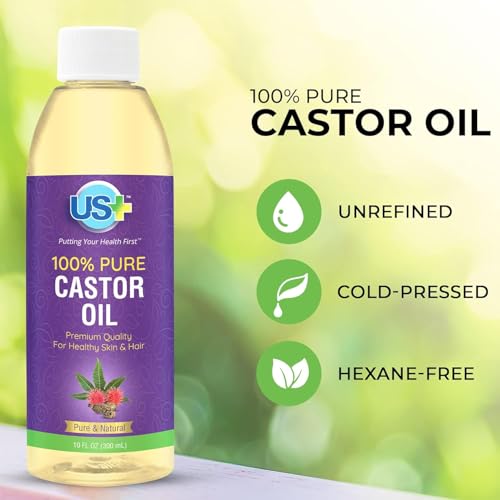 Buy now US+ 10oz 100% Pure Castor Oil - Cold-pressed, Unrefined, Hexane-free - USP Grade - Premium Quality for Healthy Skin & Hair at indiglob india