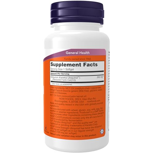 Buy now NOW Supplements, Ubiquinol 200 mg, High Bioavailability (the Active Form of CoQ10), 60 Softgels at indiglob india