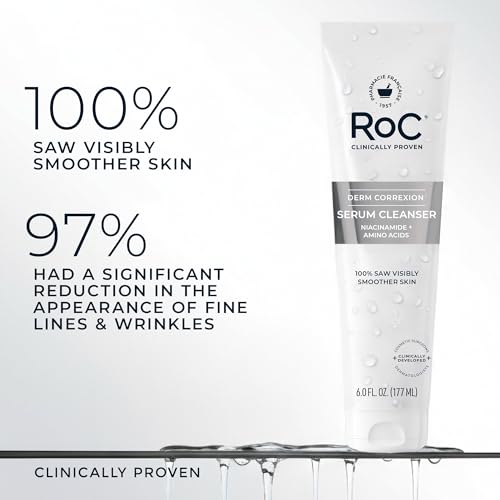 Buy now RoC Retinol Correxion Deep Wrinkle Serum Facial Cleanser with Niacinamide for Anti-Aging & Fine Lines, Makeup Remover, Ophthalmologist Tested Skin Care, 6 oz at indiglob india