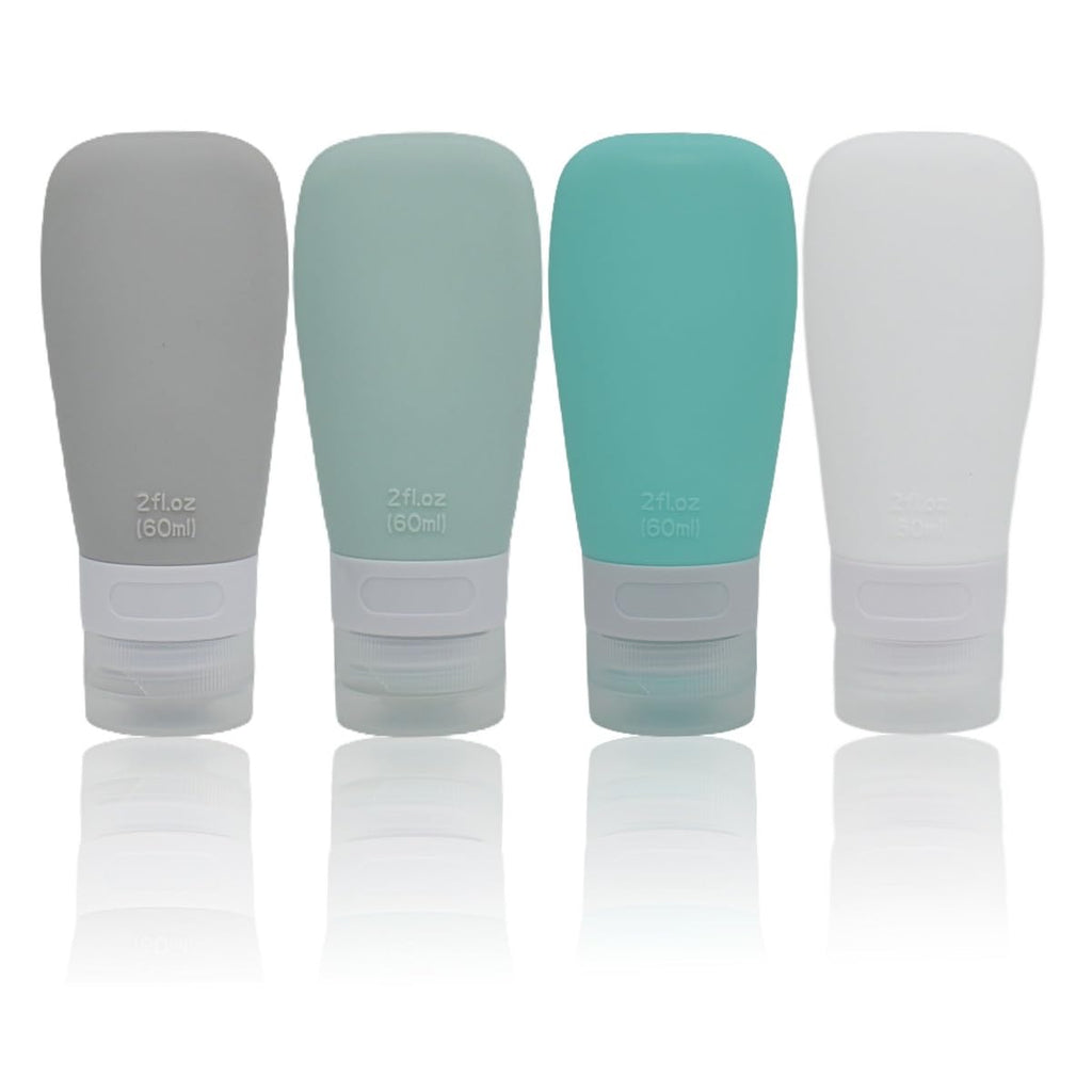Buy now Silicone Travel Bottles, Leak Proof Squeezable Refillable Travel Accessories Toiletries Containers Travel Size Cosmetic Tube for Shampoo Lotion Soap Liquids (2oz Grey/blue/white/green) 2 Ounces Grey blue white green at indiglob india