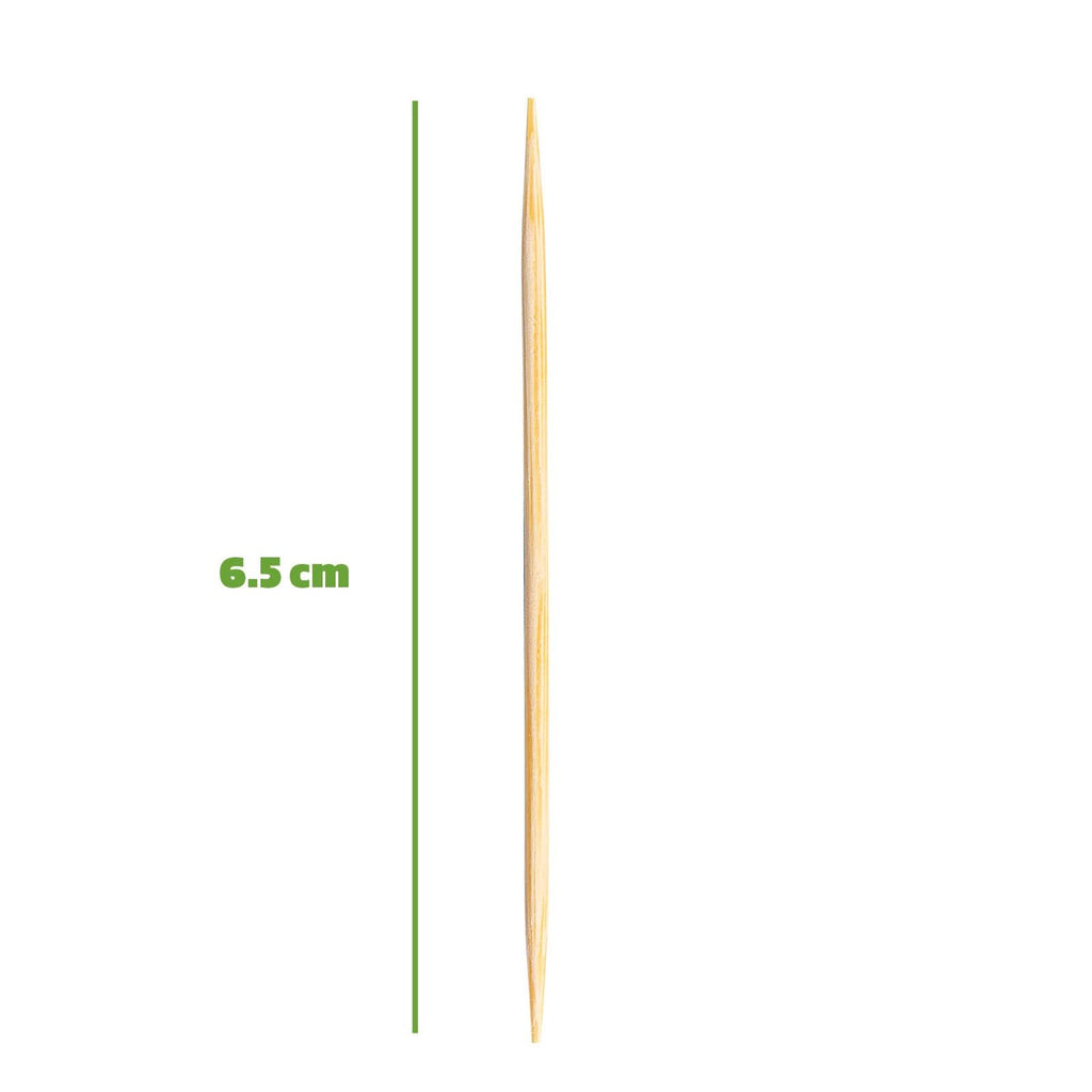 GUSTO Wooden Bamboo Toothpicks [1500 Count] Round Double-Pointed