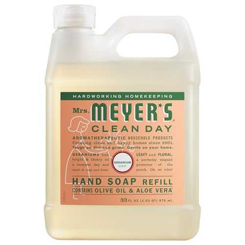 Buy now MRS. MEYER'S CLEAN DAY Hand Soap Refill, Made with Essential Oils, Geranium, 33 fl. oz at indiglob india