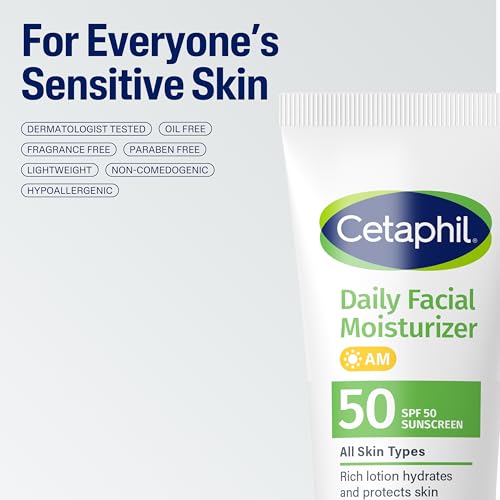 Buy now Cetaphil Daily Facial Moisturizer SPF 50, 1.7 Fl Oz (Pack of 2), Gentle Facial Moisturizer For Dry to Normal Skin Types, No Added Fragrance, Dermatologist Recommended (Packaging May Vary) at indiglob india