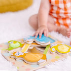 Buy now Melissa & Doug First Play Peek-a-Boo Pets Wooden Touch and Feel Puzzle with Mirror Mirror Toy for Babies and Toddlers, Sensory Toy Puzzle at indiglob india