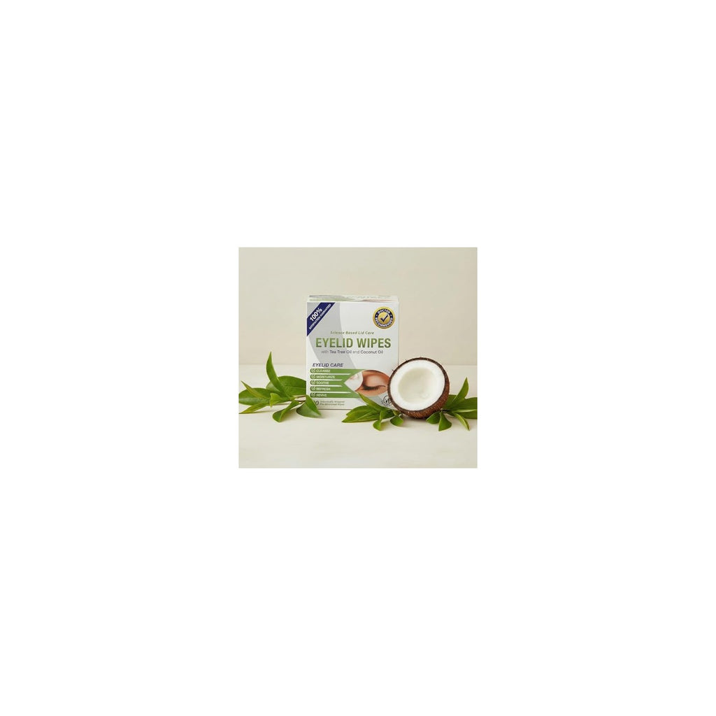 Buy now Lunovus Premium Eyelid Wipes With Tea Tree and Coconut Oil - Cleansing Wipes for People Itchy Eyes - Individually Wrapped - Box Of 30 Natural Eye Wipes at indiglob india