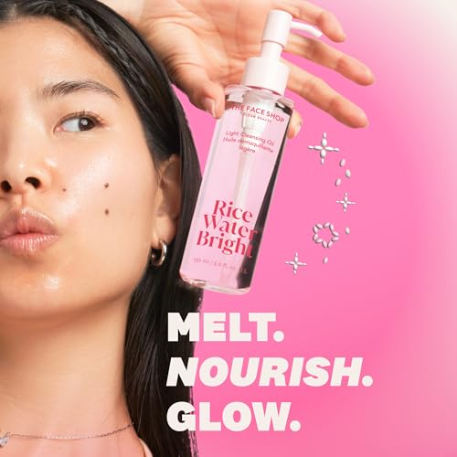 Buy now The Face Shop Rice Water Bright Light Facial Cleansing Oil, Daily Makeup Remover, Oil Cleanser, Vegan, Korean Skin Care with Jojoba Oil, Face Pore Cleanser, 150ml at indiglob india
