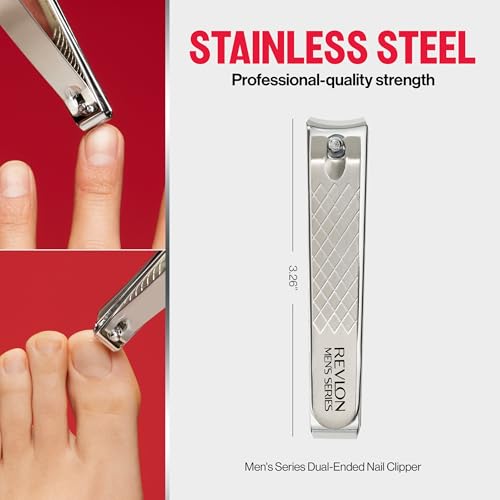 Buy now Revlon Dual-Ended Nail Clipper for Men, Straight and Curved Edges, for Fingernail and Toenail Trimming, Stainless Steel, 1 Count at indiglob india