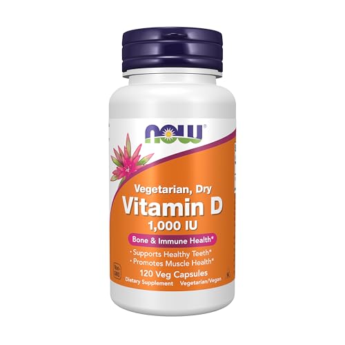 Buy now NOW Foods Supplements, Vitamin D 1,000 IU Dry, High Potency, Strong Bones*, Structural Support*, 120 Veg Capsules at indiglob india