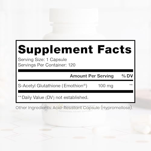 Buy now Pure Therapro Rx S-Acetyl Glutathione Gold 100mg, Made in USA - 4 Month Supply | Acid Resistant Capsules | Patented Acetylated Form of Glutathione | Zero Fillers, Pharmaceutical Grade, Non GMO at indiglob india