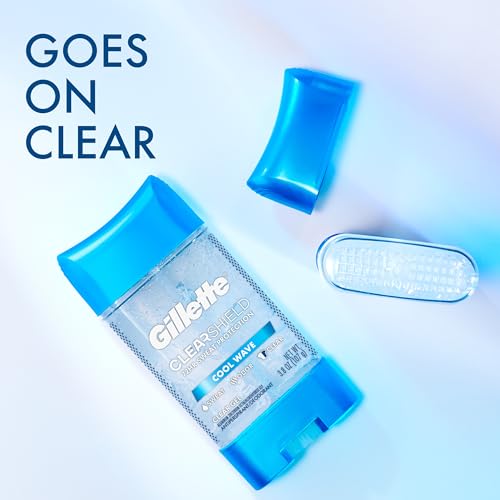 Buy now Gillette Antiperspirant and Deodorant for Men, 72hr Sweat & Odor Protection, Long Lasting Freshness, Anti-White Mark Technology, Clear Gel, Cool Wave Scent, 3.8 oz (Pack of 2) at indiglob india