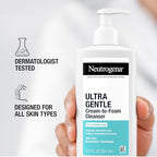 Buy now Neutrogena Ultra Gentle Cream to Foaming Face Wash for Sensitive Skin, Fragrance-Free Gentle Facial Cleanser, Hypoallergenic Skin Care, Non-Comedogenic Makeup Remover, 8.5 oz at indiglob india