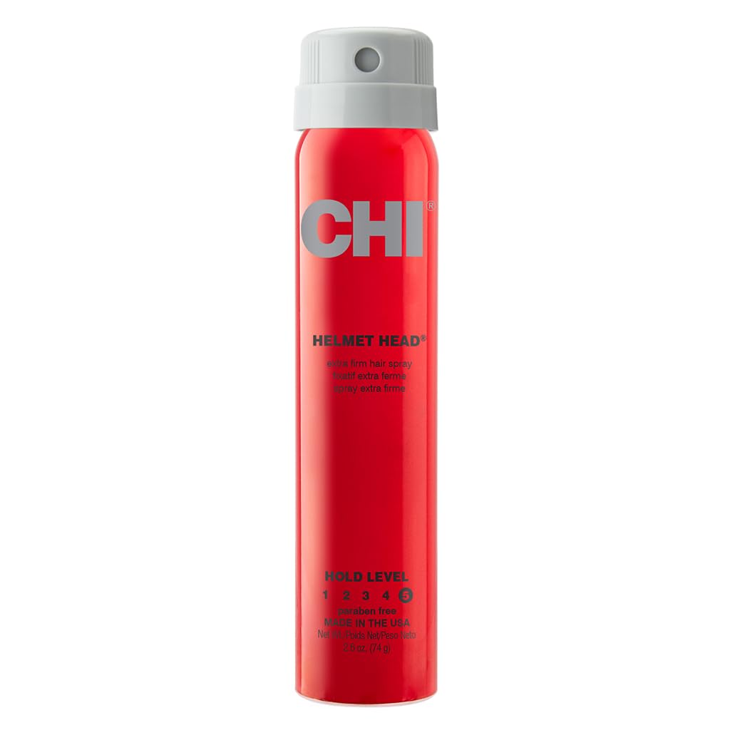 CHI Helmet Head Extra Firm Hairspray, Professional Extra Strong Hold Styling Spray for Humidity Resistance & Voluminous Hair, Sulfate & Paraben-Free Finish, 10 Oz
