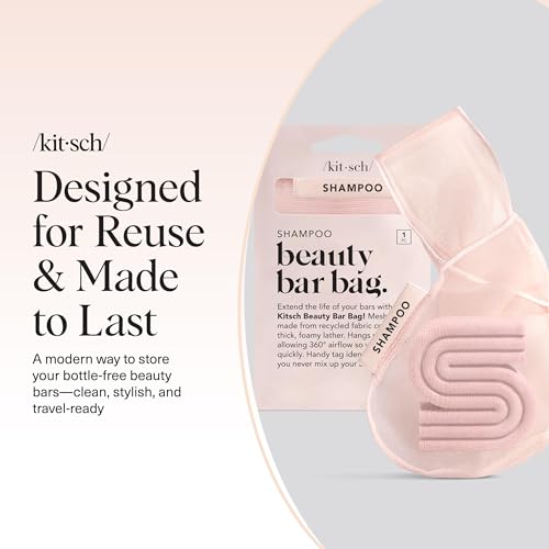 Buy now Kitsch Bar Soap Saver Bag â€“ Patented Mesh Bag Soap Holder for Shampoo and Conditioner Bars - Extends Use & Prevents Soggy Mess - Recycled Mesh Beauty Pouch, Eco-Friendly â€“ Blush at indiglob india