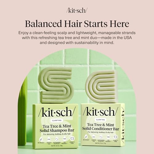 Buy now Kitsch Clarifying Tea Tree Shampoo and Conditioner Set â€“ Shampoo & Conditioner Bar for Women and Men, Scalp & Oil Control Hair Care â€“ Free of Paraben, Sulfate & Silicone â€“ Made in USA - 2 pcs at indiglob india
