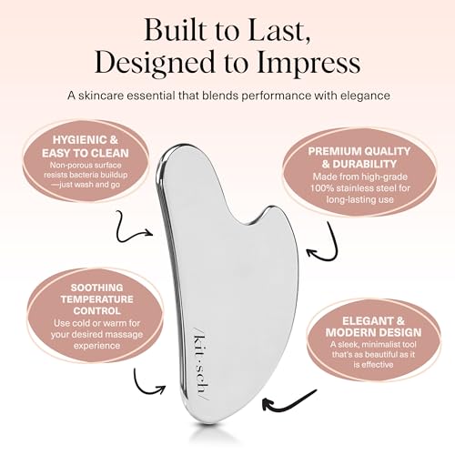 Buy now Kitsch Stainless Steel Gua Sha Facial Tools - Guasha Tool for Face, Face Sculpting Tool, Jawline Shaper, Double Chin Reducer, Body Gua Sha Tools, Lymphatic Drainage Massager, Facial Skin Care - Silver at indiglob india