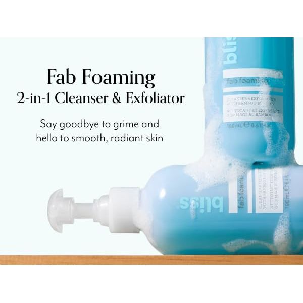 Buy now Bliss Fab Foaming 2-In-1 Cleanser and Exfoliator with Bamboo Buffers - 6.4 Fl Oz - Oil-Free Gel Face Wash - Makeup Remover - Vegan & Cruelty Free at indiglob india
