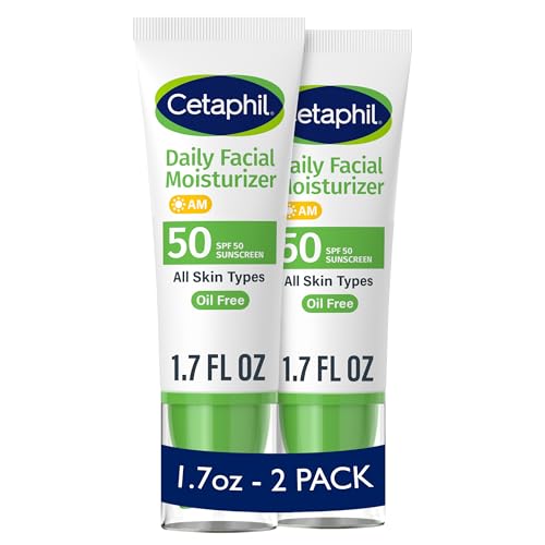 Buy now Cetaphil Daily Facial Moisturizer SPF 50, 1.7 Fl Oz (Pack of 2), Gentle Facial Moisturizer For Dry to Normal Skin Types, No Added Fragrance, Dermatologist Recommended (Packaging May Vary) at indiglob india