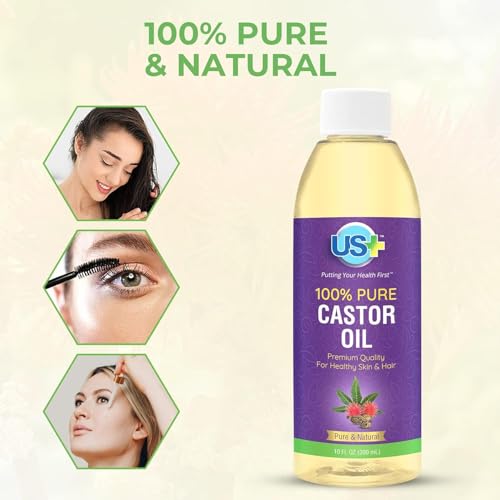 Buy now US+ 10oz 100% Pure Castor Oil - Cold-pressed, Unrefined, Hexane-free - USP Grade - Premium Quality for Healthy Skin & Hair at indiglob india