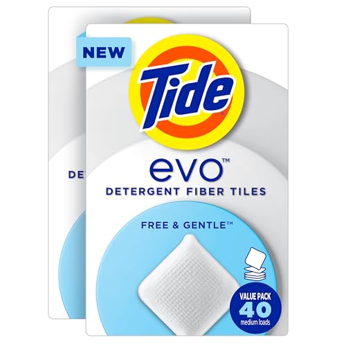Buy now Tide evo Free & Gentle Laundry Detergent Tiles, Fragrance-Free, 40 Medium Sized Loads, Easy to Use, Safe for All Machines and Water Conditions at indiglob india