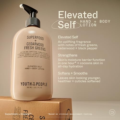 Buy now Youth To The People Superfood Hand + Body Lotion (13.1 fl oz), Omega-Rich Plant Butters + Antioxidants Moisturizer, Soothes Dry + Dull Skin, Non-Greasy, Aromatic Fragrance, Vegan at indiglob india