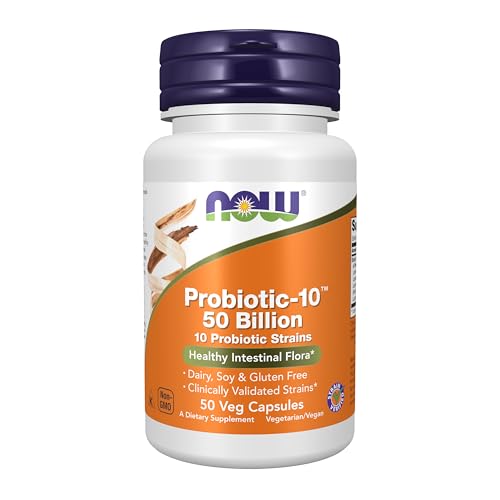 Buy now NOW Foods Supplements, Probiotic-10Æ’?â€º, 50 Billion, with 10 Probiotic Strains, Strain Verified, 50 Veg Capsules at indiglob india