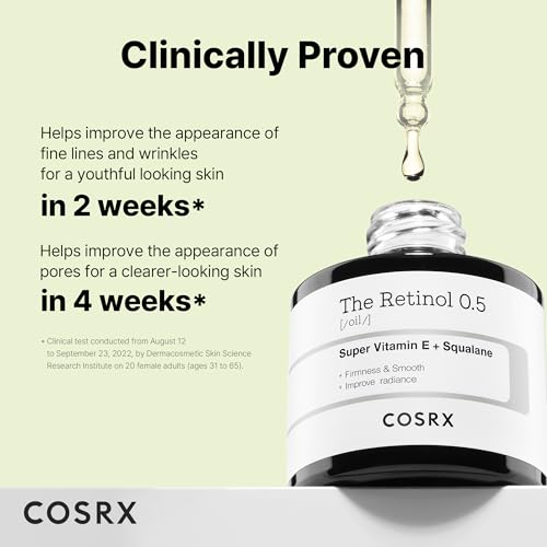 Buy now COSRX Retinol 0.5 Oil, Anti-aging Serum with 0.5% Retinoid Treatment for Face, Reduce Wrinkles, Fine Lines, Gentle Skincare for Day & Night, Not Tested on Animals, Korean Skin Care at indiglob india