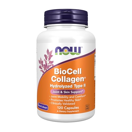 Buy now NOW Foods Supplements, BioCell Collagen?? Hydrolyzed Type II, Clinically Validated, 120 Veg Capsules at indiglob india
