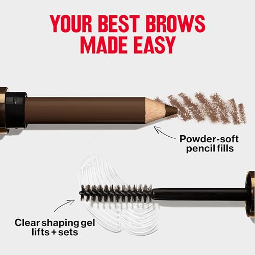 Buy now Revlon ColorStay Brow Fantasy, All In One Eyebrow Powder Pencil with Shaping Clear Gel, Gel Infused with Panthenol, Smudge-proof, 16HR Visibly Full Brows, 004 Dark Brown at indiglob india
