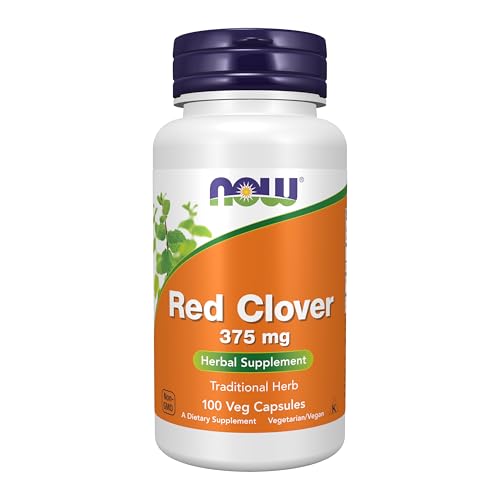 Buy now NOW Foods Supplements, Red Clover (Trifolium pratense) 375 mg, Herbal Supplement, 100 Veg Capsules at indiglob india