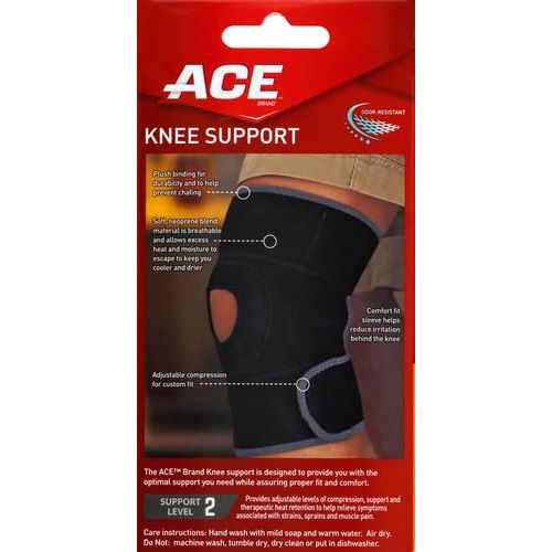 Buy now ACE Brand Adjustable Compression Knee Support, Moderate Support for Weak, Sore or Injured Joints, One Size Fits Most at indiglob india