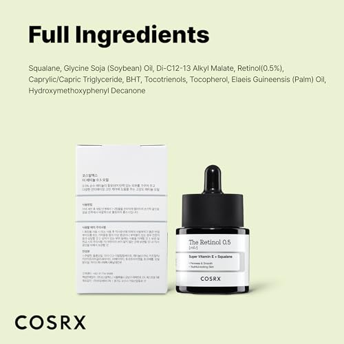 Buy now COSRX Retinol 0.5 Oil, Anti-aging Serum with 0.5% Retinoid Treatment for Face, Reduce Wrinkles, Fine Lines, Gentle Skincare for Day & Night, Not Tested on Animals, Korean Skin Care at indiglob india