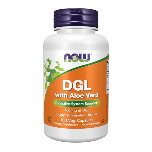 Buy now NOW Foods Supplements, DGL with Aloe Vera (Deglycyrrhizinated Licorice) Dietary Supplement, 100 Veg Capsules at indiglob india