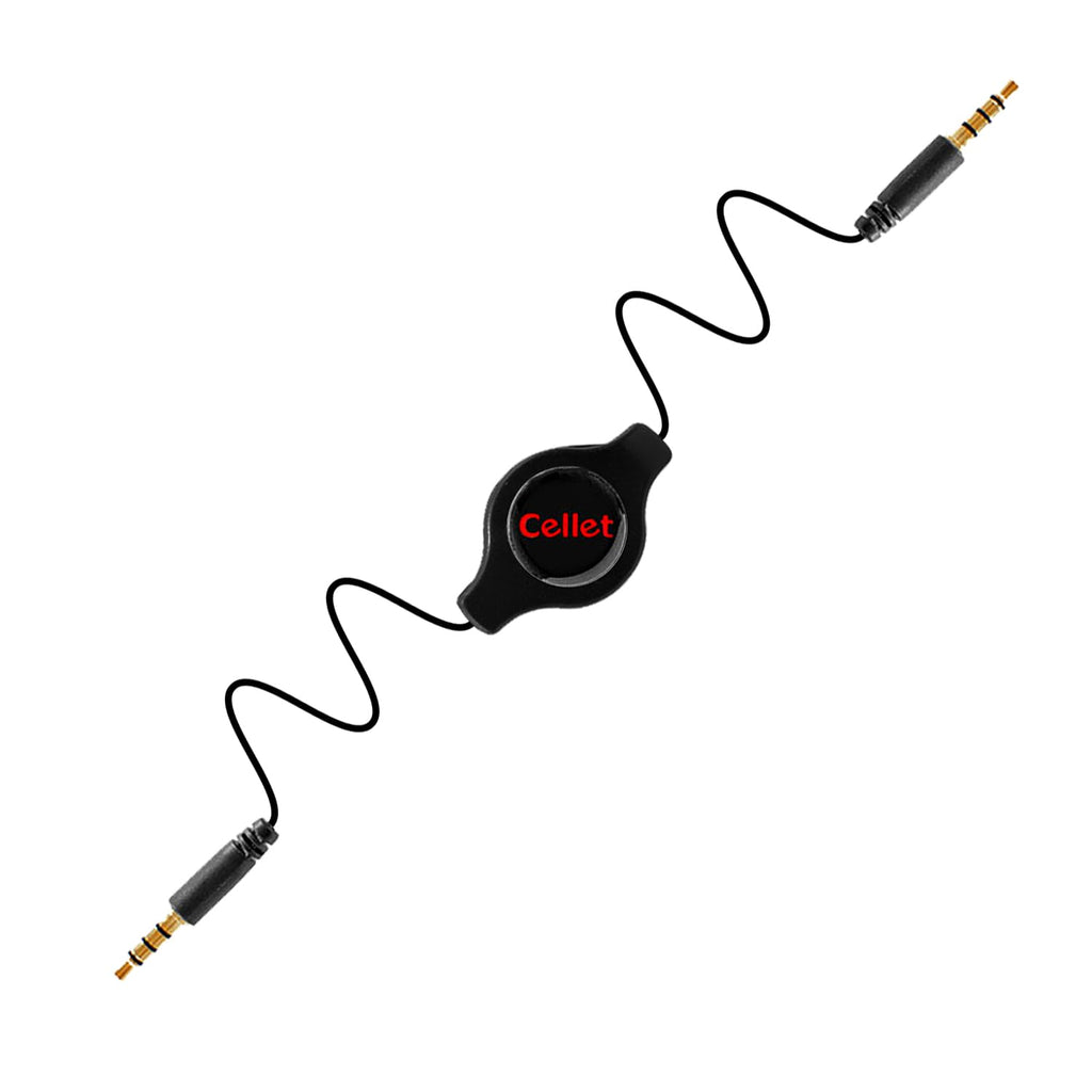 Buy now Cellet Retractable Stereo Auxiliary Cable – 32" Extendable Aux Cord for Car, Headphones, Speakers & More – Compact, Tangle-Free Design – 3.5mm Male to 3.5mm Male Audio Jack – Black Default at indiglob india