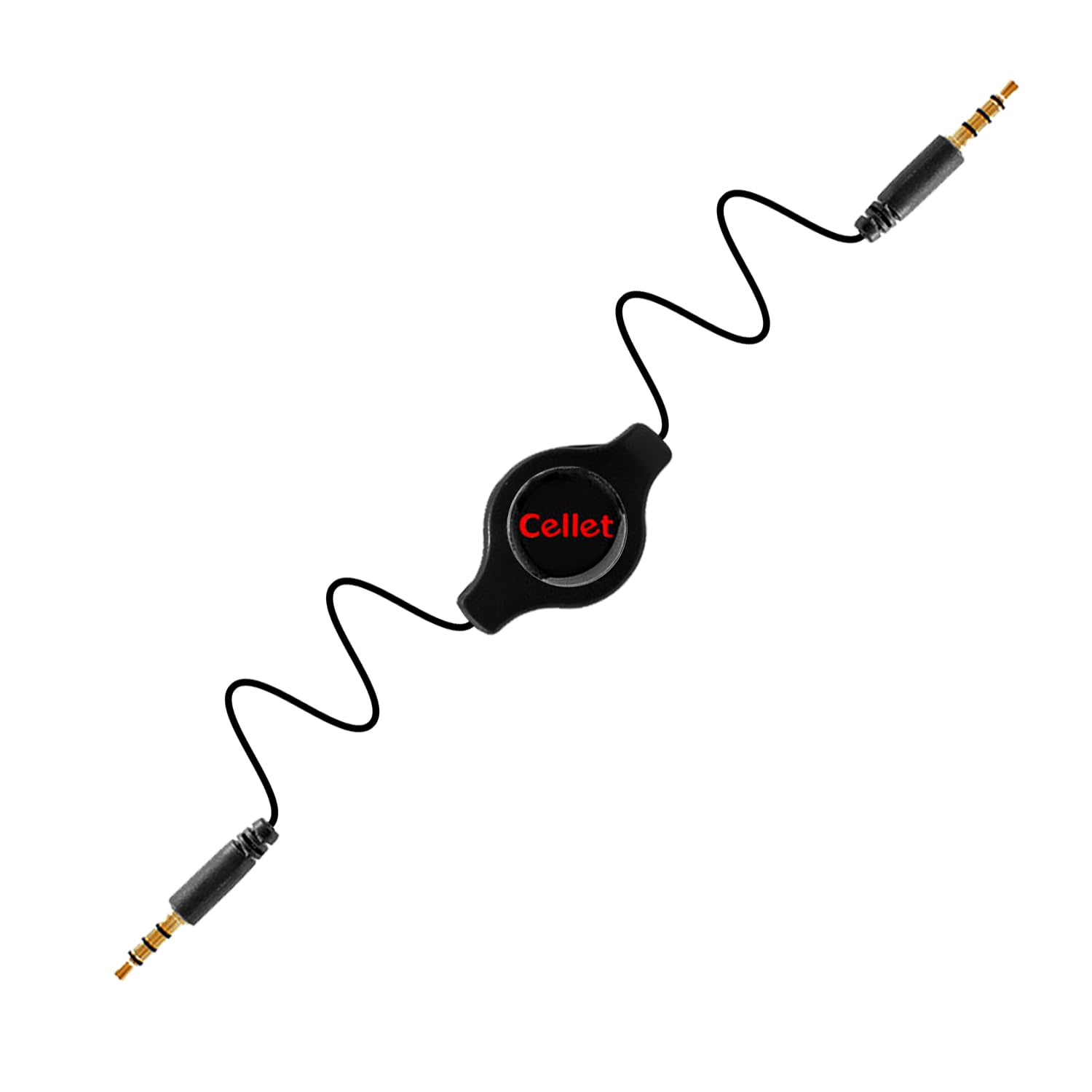 Buy now Cellet Retractable Stereo Auxiliary Cable – 32" Extendable Aux Cord for Car, Headphones, Speakers & More – Compact, Tangle-Free Design – 3.5mm Male to 3.5mm Male Audio Jack – Black Default at indiglob india