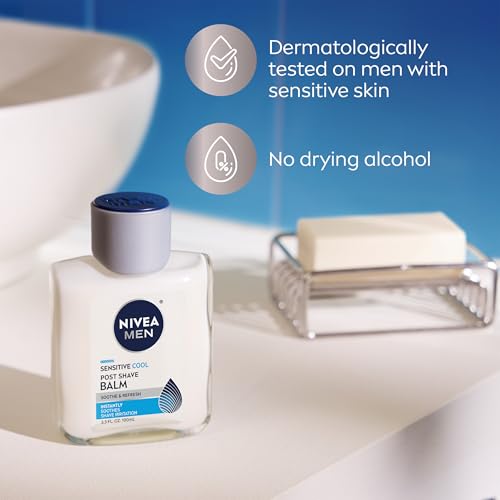 Buy now NIVEA MEN Sensitive Cool Post Shave Balm, Enriched with Chamomile and Seaweed Extracts, Alcohol Free After Shave Balm for Men, 3.3 Fl Oz Bottle, Pack of 3 at indiglob india