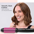 Buy now REVLON Silicone Bristle Heated Hair Styling Brush | Fast, Long Lasting Volume for Easy Styling | 1" Barrel for Full Body and Smooth Styles (Black/Pink) at indiglob india