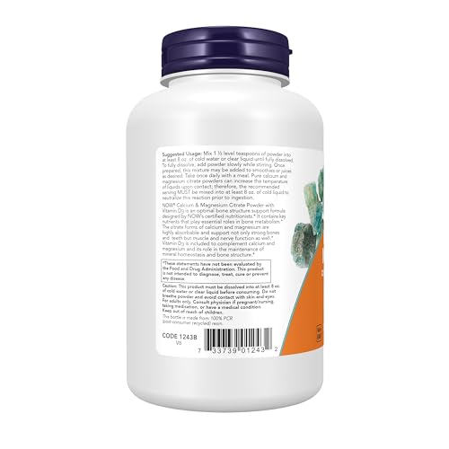 Buy now NOW Foods Supplements, Calcium & Magnesium Citrate Powder with Vitamin D3, Supports Bone Health*, 8-Ounce at indiglob india