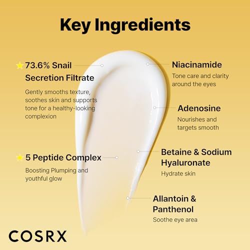 Buy now COSRX Snail Mucin Peptide Under Eye Cream, 0.84 fl oz, 73.7% Snail Mucin and Niacinamide, Eye Care, Eye Cream Anti Aging, Dark Circles, Korean Skin Care at indiglob india