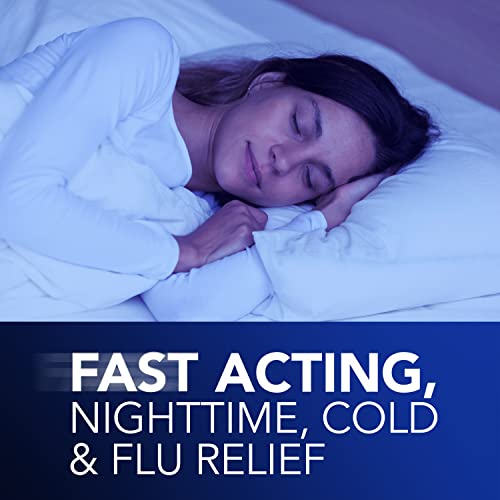 Buy now Vicks NyQuil Cold & Flu Relief Over-the-Counter Medicine, Powerful Multi-Symptom Nighttime Relief for Headache, Fever, Sore Throat, Aches, Sneezing, Runny Nose & Cough, 48 LiquiCaps at indiglob india
