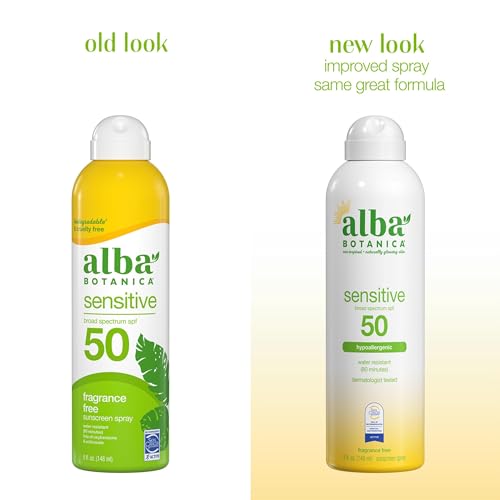 Buy now Alba Botanica Sensitive Sunscreen Spray for Face and Body, Fragrance-Free, Broad Spectrum SPF 50, Water Resistant, 5 fl. oz. Bottle at indiglob india