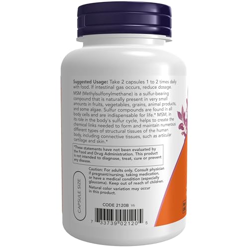 Buy now NOW Foods Supplements, MSM (Methylsulfonylmethane) 1,000 mg, Joint Health*, 120 Veg Capsules at indiglob india