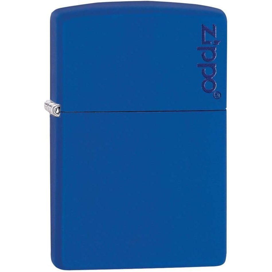 Buy now Zippo 218 Classic Black Matte Pocket Lighter Royal Blue Logo at indiglob india