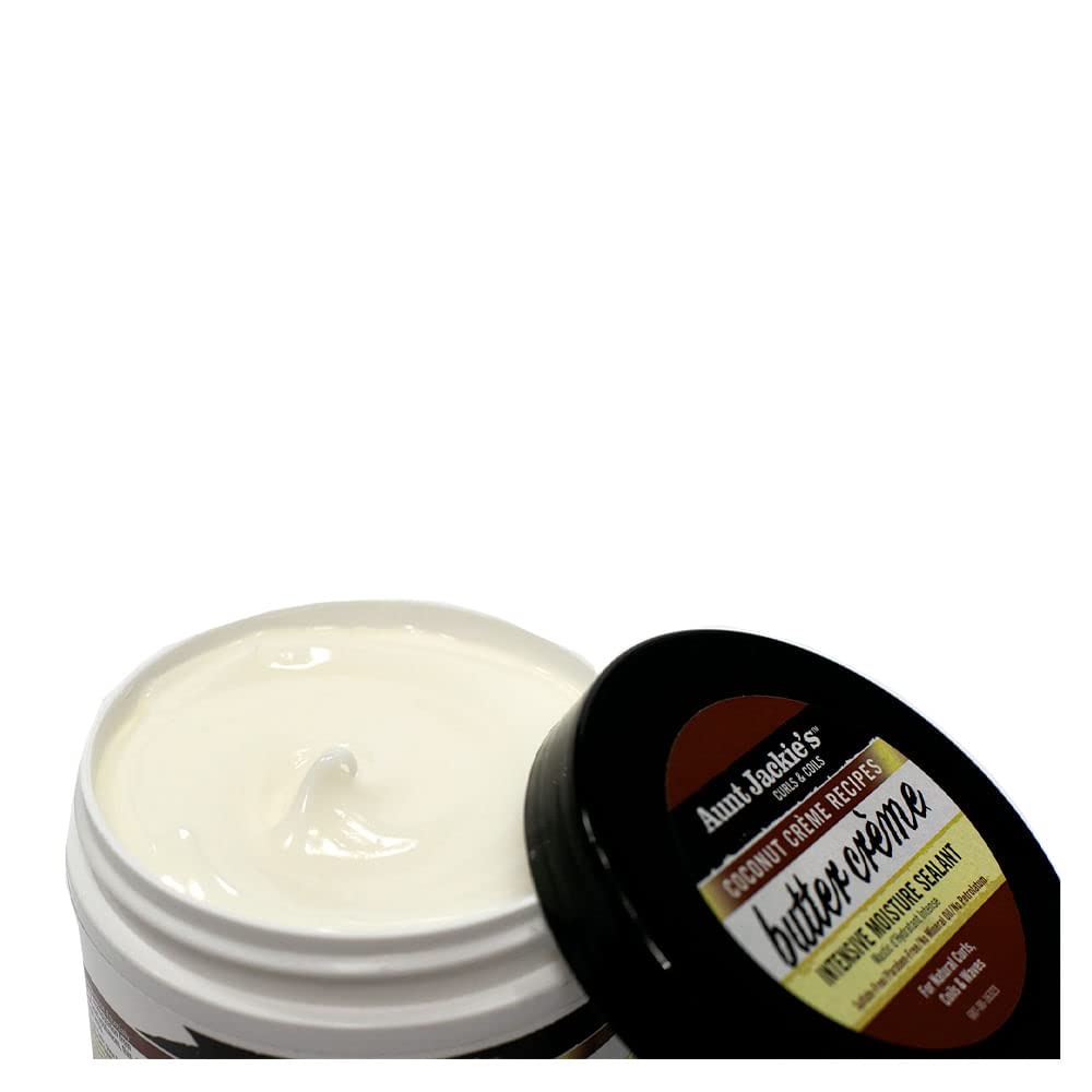 Aunt Jackie's Coconut Crème Recipes Butter Crème Intensive Moisture Sealant, Leave-In Conditioning Therapy for Dry Hair, 7.5 oz
