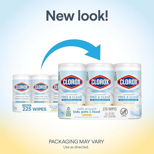 Buy now Clorox Free & Clear Cleaning Wipes, Light Lemon Scent, 75 Count, Pack of 3 (Pack May Vary) at indiglob india