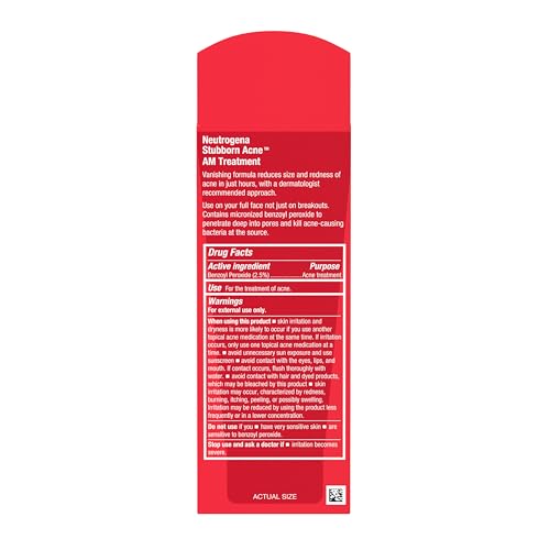 Buy now Neutrogena Stubborn Acne AM Face Treatment with 2.5% Micronized Benzoyl Peroxide Acne Medication, Oil-Free Daily Facial Treatment Reduces Size & Redness of Breakouts, Paraben-Free, 2.0 oz | 2.5%, Acne Medication, Oil-Free, Paraben-Free at indiglob india